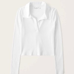 ABERCROMBIE LONG SLEEVE RIBBED POLO TOP